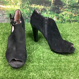 Westies Black Suede Leather Platform Heel Booties 9.5
